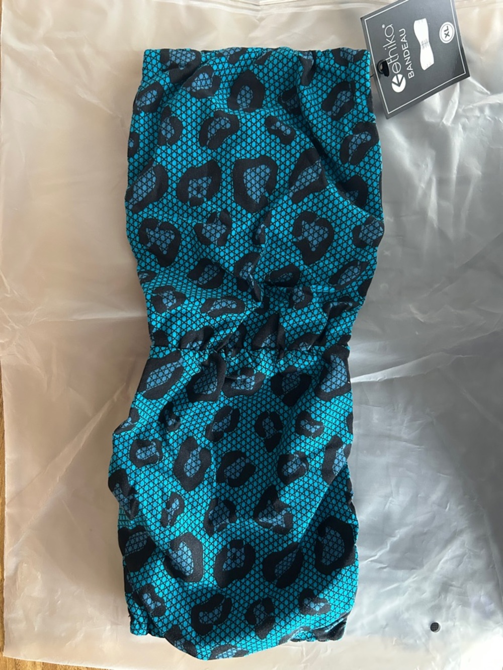 ethika Turquoise and Black Leopard Bandeau Top